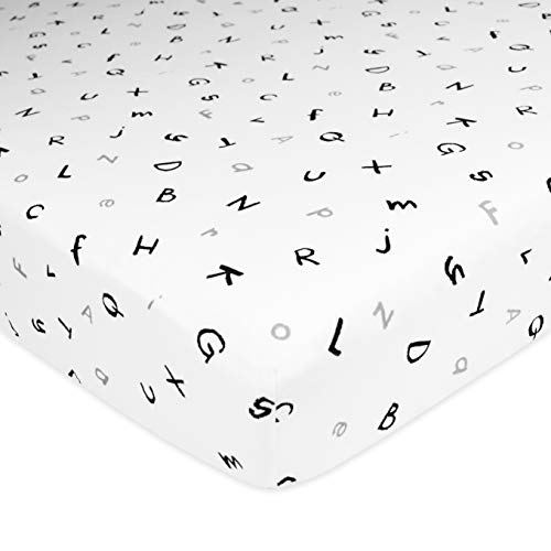 TL Care 100% Natural Cotton Fitted Crib Sheet 52" x 28" - Soft, Breathable, Hypoallergenic & Gentle Toddler Bed Sheet, Alphabet, Neutral for Boys & Girls - Image 1