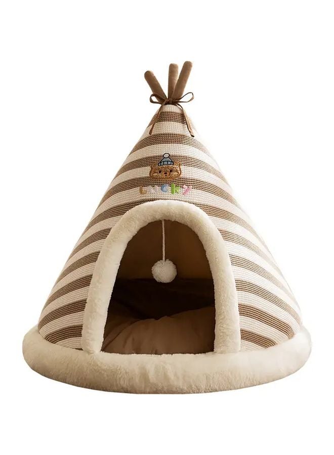 Brown XL All Season Warm Cat Bed Enclosed Tent Design Thickened Winter Fall Bed For Cats And Small Dogs - Image 3