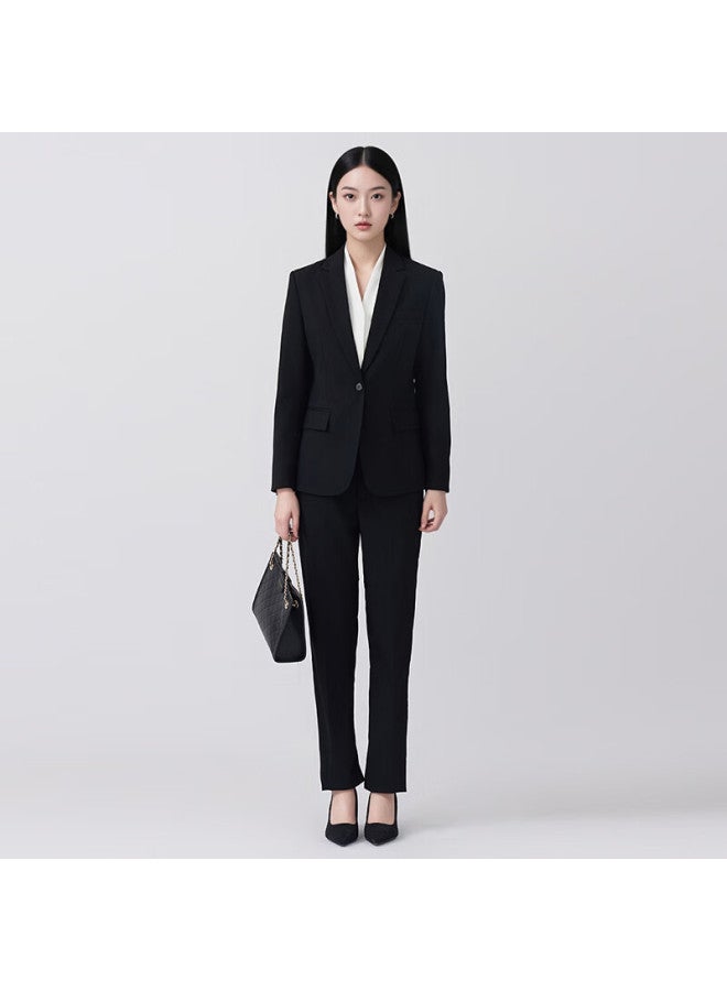 Teluoman Wrinkle-free Single-on Women's Suit Set Professional Ol Elegant Interview Formal Business Work Blazer For College Students
