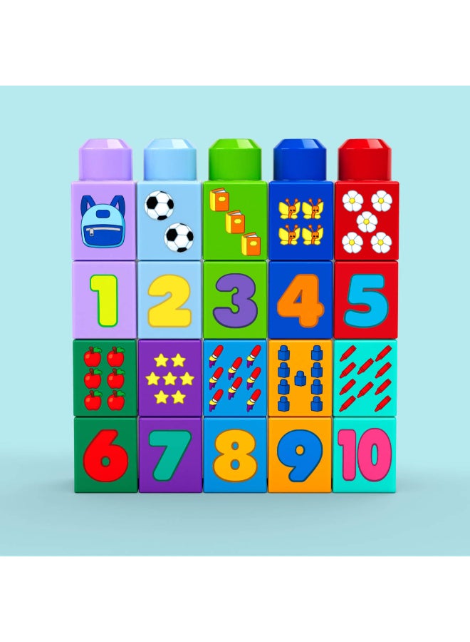 MEGA First Builders Toddler Block Toys Set, Build & Count Bus 45 Pieces, Learn Numbers and Counting, Yellow, Ages 1+ Years​ - Image 3