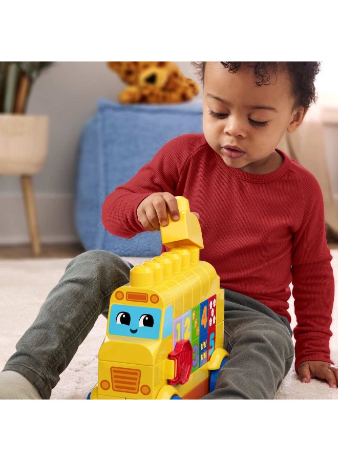 MEGA First Builders Toddler Block Toys Set, Build & Count Bus 45 Pieces, Learn Numbers and Counting, Yellow, Ages 1+ Years​ - Image 4