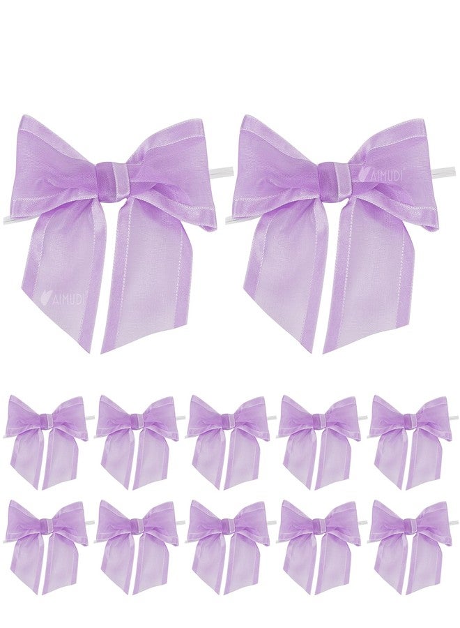 AIMUDI Purple Bows for Crafts 4" Lavender Bows with Twist Ties Premade Lilac Bows Pre Tied Organza Bows for Treat Bags, Easter's Day, Cake Pop,Gift Wrapping,Baby Shower,Wedding Favor -12 Counts - Image 1