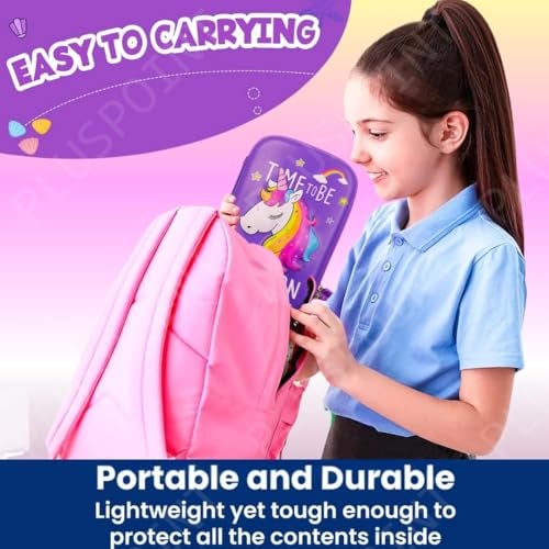 PLUSPOINT EVA 3D Unicorn Pencil Case Large Capacity Premium Stylish Case Embossed Compass With More Space, School Supply Organizer For Students, Stationery Box, Cosmetic Zip Pouch Bag, Blue - Image 5