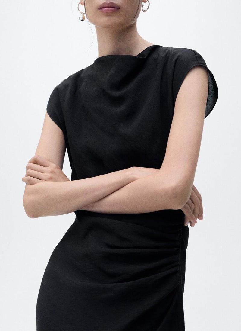 MANGO Draped Straight Dress  - Image 3
