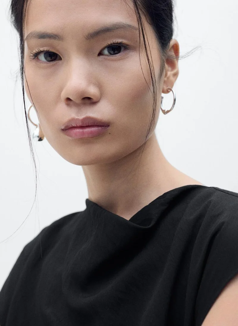 MANGO Draped Black Dress