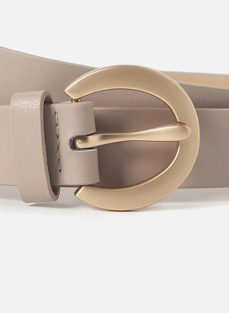 Haute Sauce Beige Solid Buckle Belt