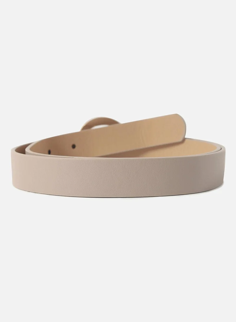 Haute Sauce Beige Solid Buckle Belt