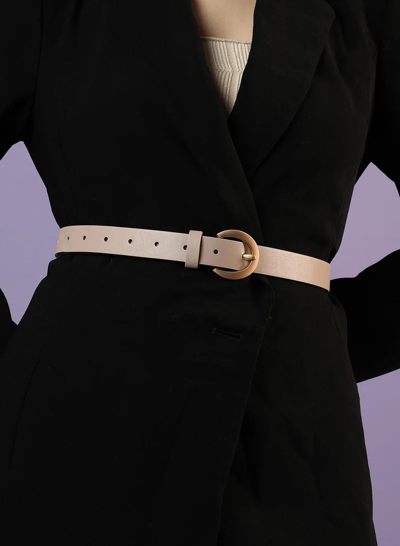 Haute Sauce Beige Solid Buckle Belt