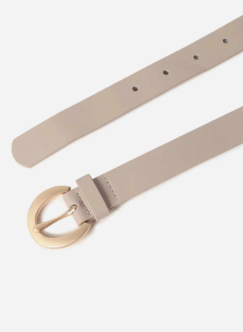 Haute Sauce Beige Solid Buckle Belt