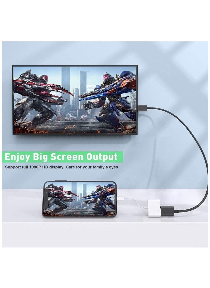 FLOWING HDMI Adapter for iPhone to TV iPad to HDMI 1080P HD Digital AV Adapter(No Need Power) Video & Audio Sync Screen Connector Compatibility with iPhone 14/13/12/11/X/8/iPad/to HDTV Projector Monitor  - Image 2