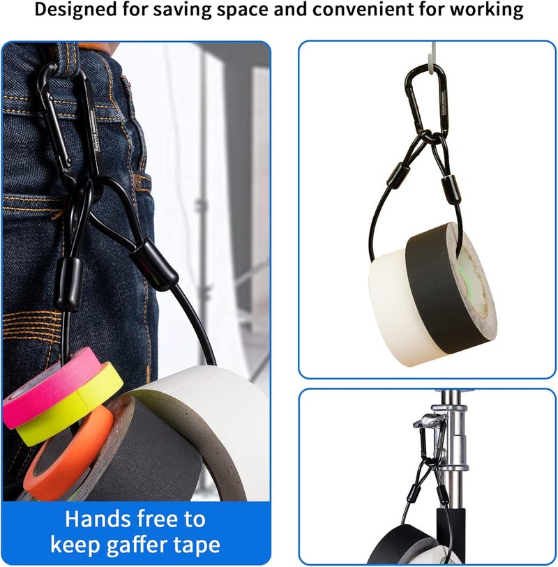 Selens Electrical Tape Holder for Gaffers Tape, Quick Lock Steel Clip Snap Hooks with 15" Hanging Rope for Photography, Film, Stage and Television Production Carrying Tools - Image 4
