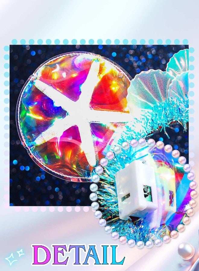 ايفينت طوق رأس حورية البحر المضيء من إيرنت، طوق رأس بأذني فأر، طوق شعر على شكل نجم البحر، طوق شعر مضيء على شكل صدفة، إكسسوارات شعر للهالوين للنساء - Image 5