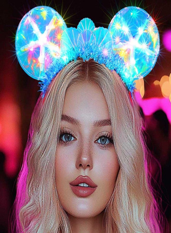 ايفينت طوق رأس حورية البحر المضيء من إيرنت، طوق رأس بأذني فأر، طوق شعر على شكل نجم البحر، طوق شعر مضيء على شكل صدفة، إكسسوارات شعر للهالوين للنساء - Image 4