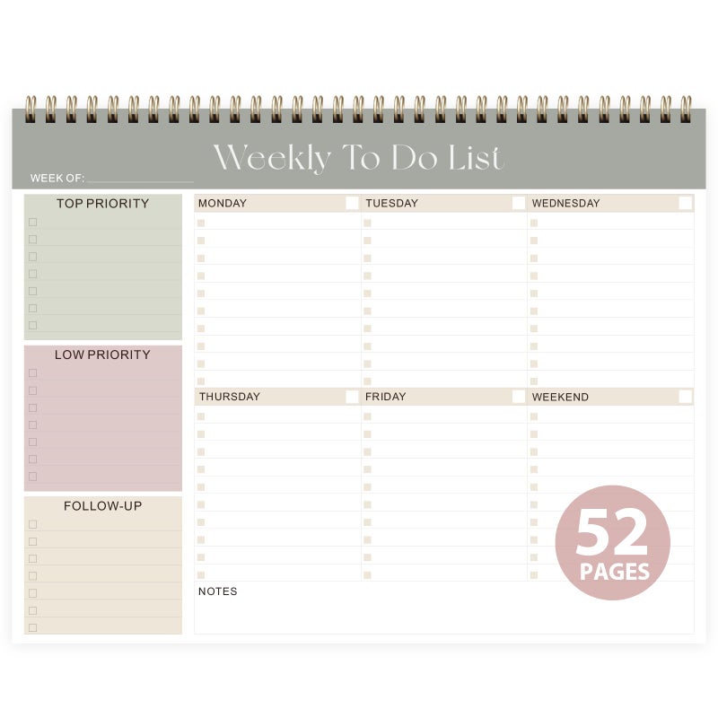 VALOME Weekly To Do List Notepad, Undated Planner with 52 Sheets (8.5''x11''), Desk Weekly Planner for Women & Man, Home School & Work - Image 1
