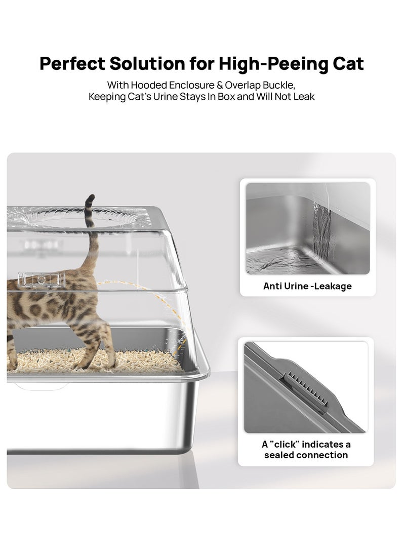 Kidle - Cat Litter Box with Lid Extra Large Litter Box for Big Cats Metal Litter Pan Tray with High Wall Sides Enclosure, Non-Sticky, Anti-Leakage, Easy Cleaning - Image 1