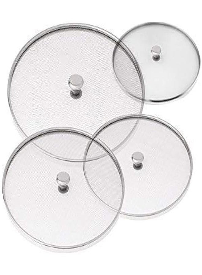 Brunchy Stainless Steel Vessel Net Cover Lid For Fruits Milk Food For Kitchen And Dining Table, Pack Of 4 (6,7, 8, 9 Inch), Multipurpose Strainer - Silver - Image 1