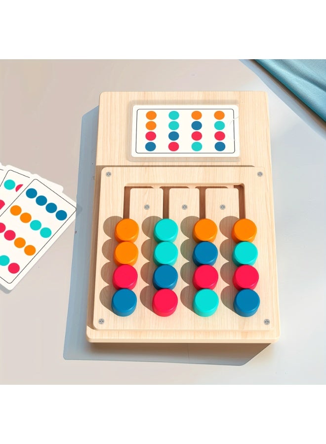 Capstro Wooden Bead Pattern Matching Board for Kids – Color & Shape Logic Learning Wooden Board Game with Activity Cards | Fine Motor Skill & Problem-Solving Toy for Preschool Ages 3+ – Four-Color Moving Game - Image 4