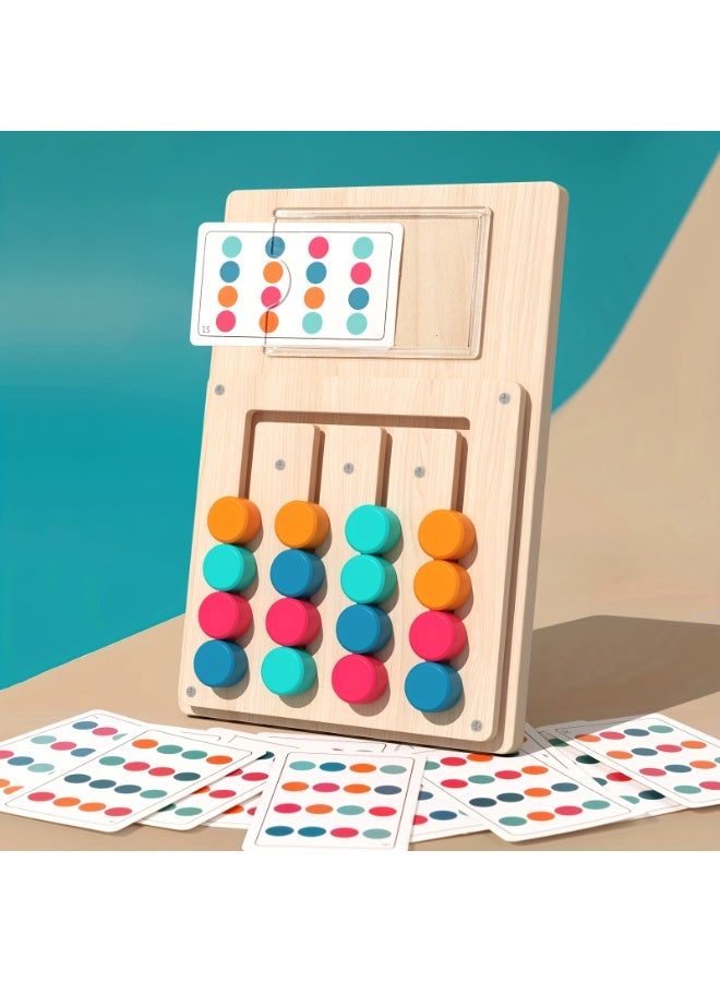 Capstro Wooden Bead Pattern Matching Board for Kids – Color & Shape Logic Learning Wooden Board Game with Activity Cards | Fine Motor Skill & Problem-Solving Toy for Preschool Ages 3+ – Four-Color Moving Game - Image 3