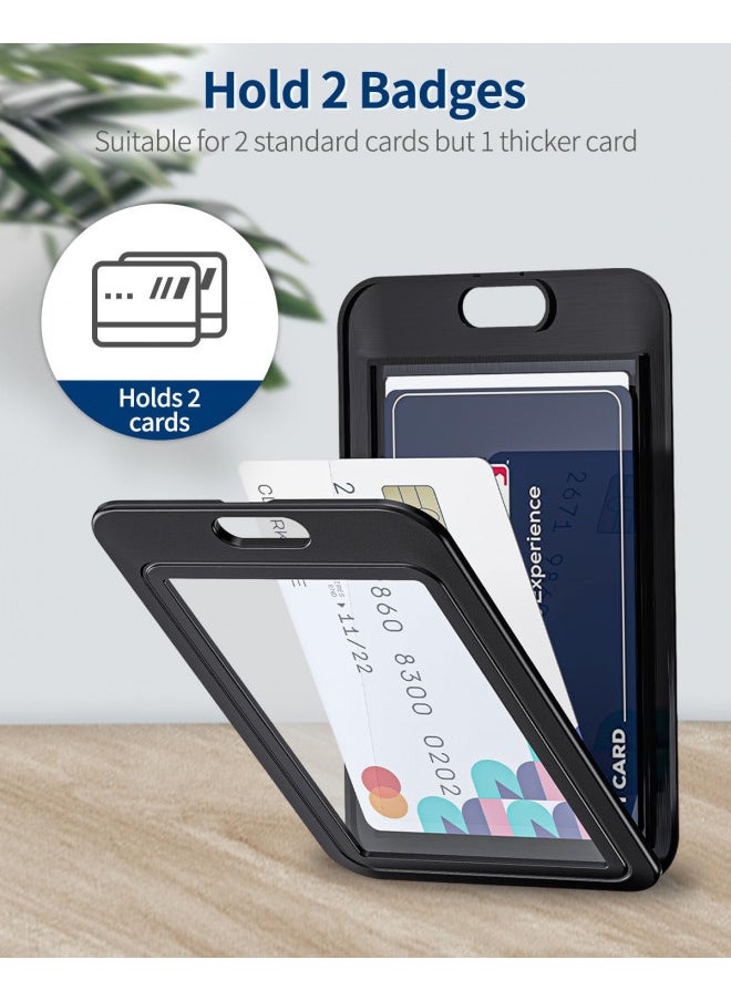 Uniclife Uniclife 3 Pack ID Badge Holder with Double-Sided Windows Vertical Hard Plastic Case Black Card Protector Pouch for Office School ID Credit Cards Proximity Key Cards Drivers Licenses and Passes  - Image 5