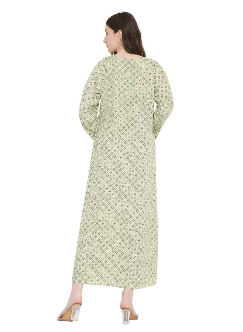 HANA & SARA unique thread embroidery with long sleeves modest arabic kaftan jalabiya dress