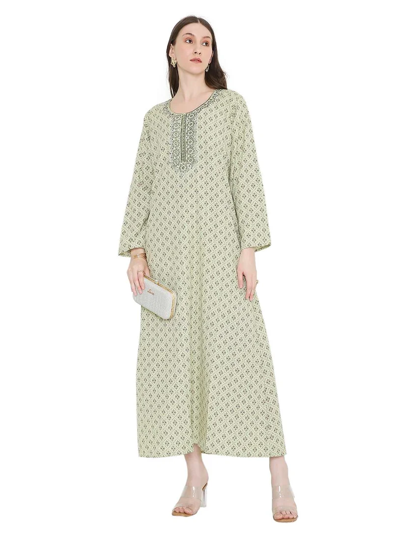 HANA & SARA unique thread embroidery with long sleeves modest arabic kaftan jalabiya dress