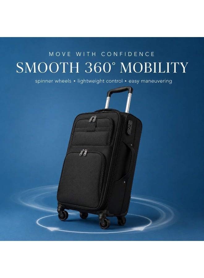 20-Inch Spinner Travel Suitcase, Lightweight Polyester Luggage, Cabin-Sized Travel Bag, Ideal for Carry-on. - Image 5