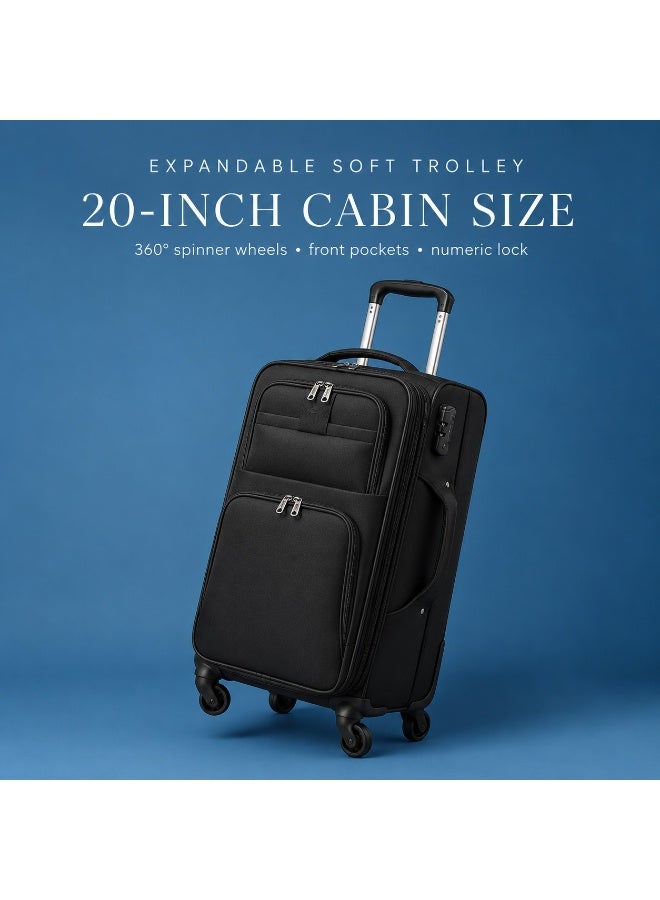 20-Inch Spinner Travel Suitcase, Lightweight Polyester Luggage, Cabin-Sized Travel Bag, Ideal for Carry-on. - Image 3