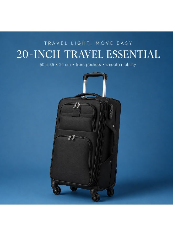 20-Inch Spinner Travel Suitcase, Lightweight Polyester Luggage, Cabin-Sized Travel Bag, Ideal for Carry-on. - Image 1