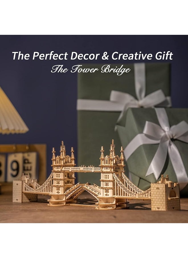 Robotime ROBOTIME 3D Puzzle Wooden Craft Kits with LED Light DIY Tower Bridge Construction Model Kit to Build for Teens Brain Teaser Puzzle Home Decor Birthday Gifts  - Image 2