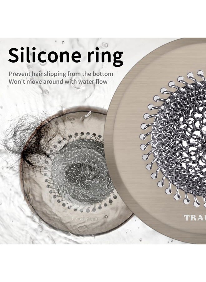 TRAPMATE Shower Drain Hair Catcher, Fast Drainage & Easy Clean Bathtub Drain Cover for Regular & Pop-up Drain (Brushed Nickel) - Image 3
