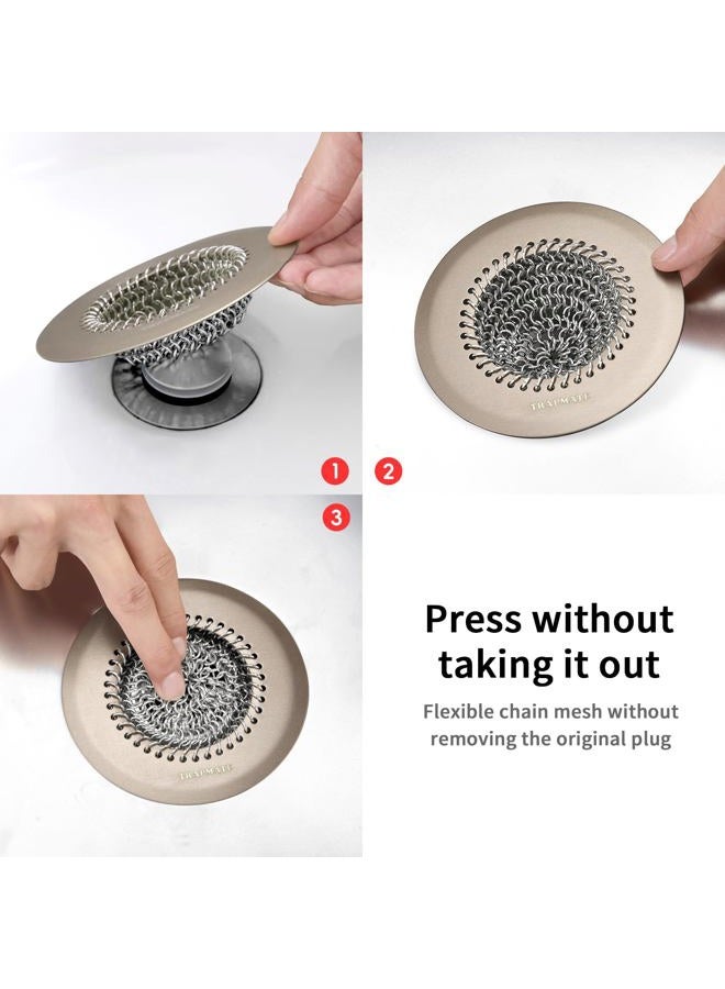 TRAPMATE Shower Drain Hair Catcher, Fast Drainage & Easy Clean Bathtub Drain Cover for Regular & Pop-up Drain (Brushed Nickel) - Image 5