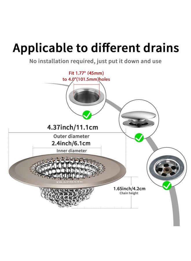 TRAPMATE Shower Drain Hair Catcher, Fast Drainage & Easy Clean Bathtub Drain Cover for Regular & Pop-up Drain (Brushed Nickel) - Image 2