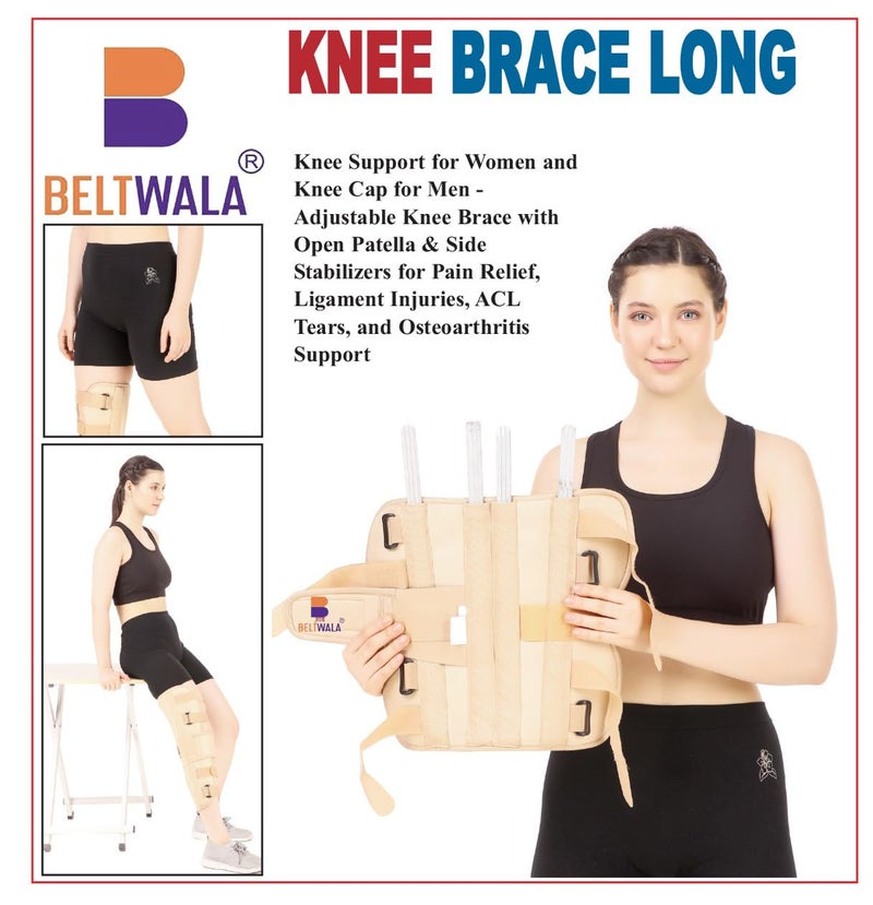 BELTWALA Knee Immobilizer Brace for Knee support for dislocation injuries ligament tear wrap around knee stabilizer splint for men & women 19"(XXL) - Image 2