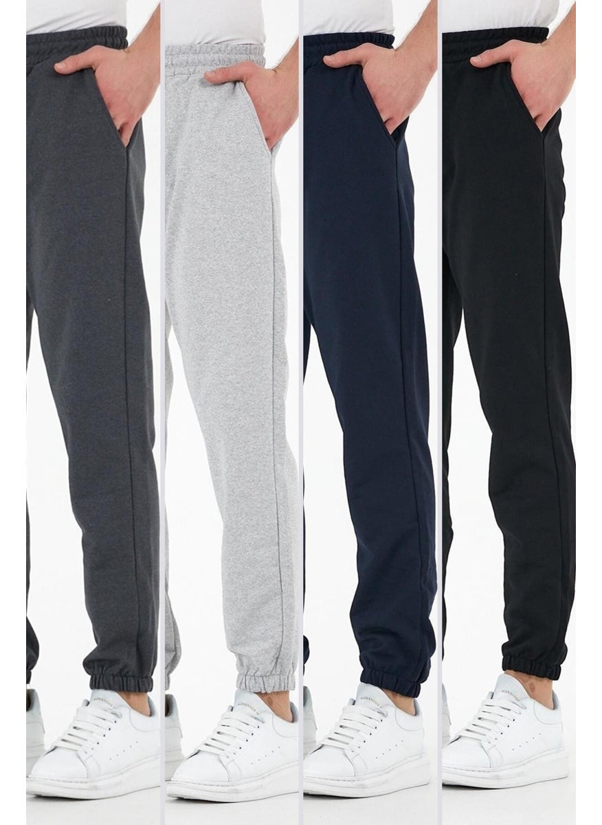 Multi-Colored 4-Piece Men's Sweatpants with Label, Back and Side Pockets, Regular Fit Rubber Legs - pzsku/ZCE867D3555AF6E66A181Z/45/_/1741264728/aa5ca2ec-74fb-4044-b751-4eb6e11b8955