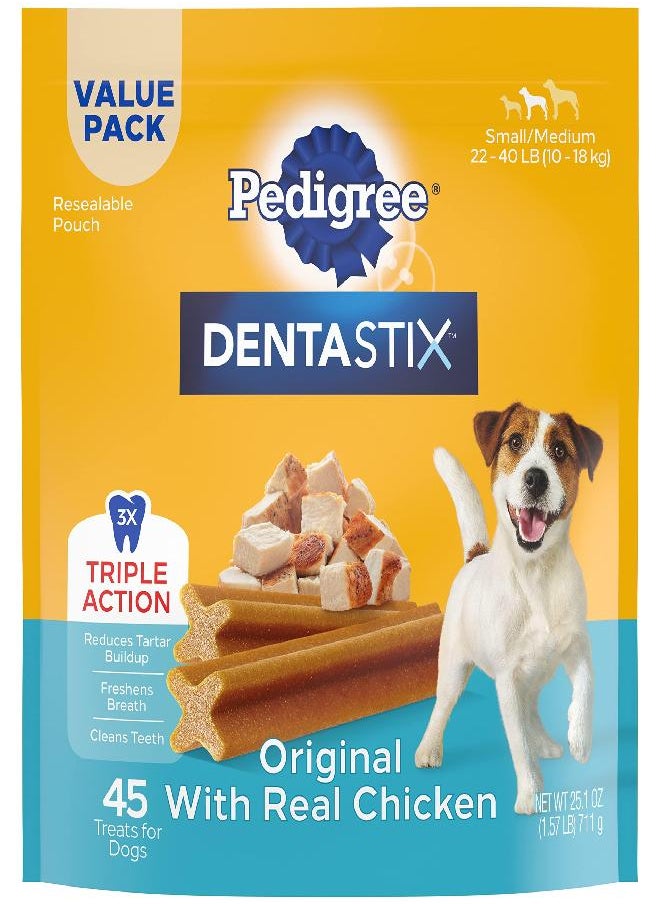 Pedigree PEDIGREE DENTASTIX Small/Medium Dog Dental Treats Original Flavor Dental Bones, 1.57 lb. Value Pack (45 Treats)  - Image 1