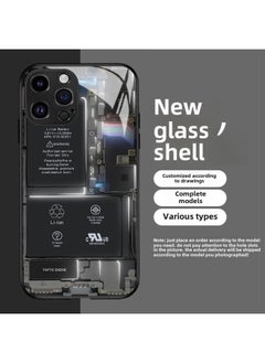 Circuit Board Phone Case For 13 14promax Creative 12 Cool 15 Model Glass Case Funny Digital Computer IPhone Protective Cover-Color:High Permeability Glass Shell-graphite Black -994 White-Applicable