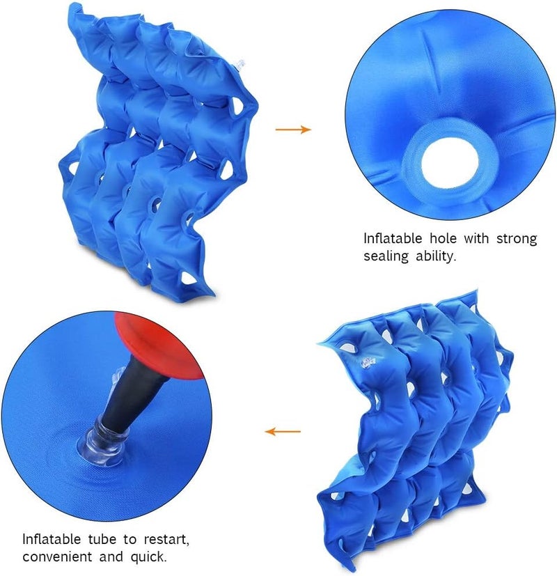 klarako Inflatable Seat Cushion, Air Chair Cushions 16.5 * 16.9inch PVC Square Seat Breathable and Comfortable for Office Chair Car Wheelchair and Home - Image 2