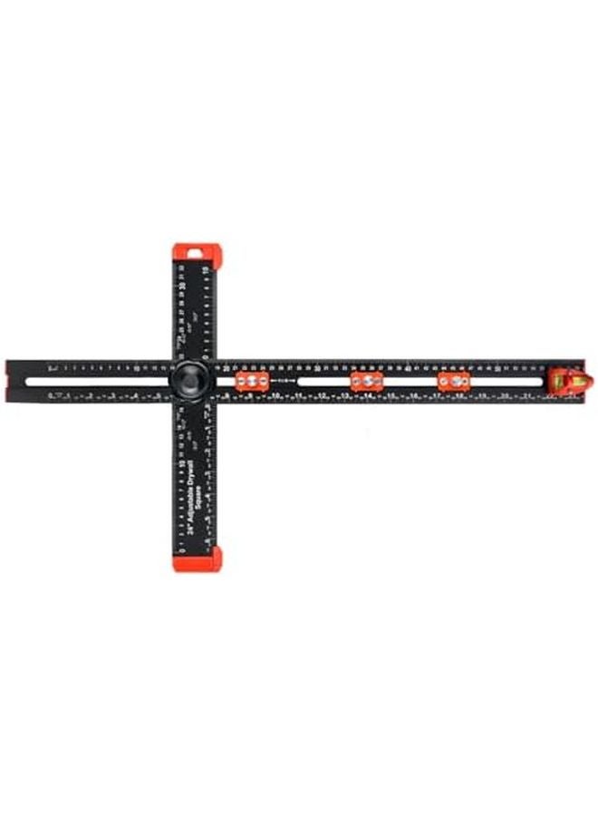 2 In 1 Drilling Positioning Ruler 60cm T Square Woodworking Tool Black - Image 2