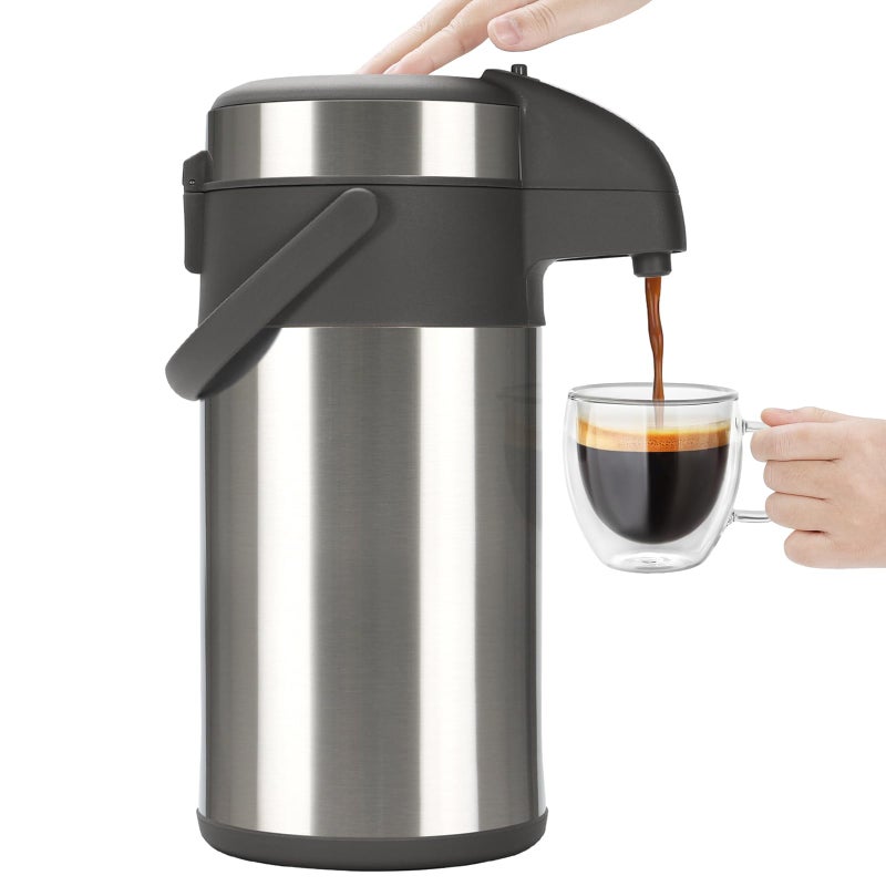 Olerd Coffee Pump Flask 4L Stainless Steel Airpot Hot Beverage Dispenser  Hot Water Urn Perfect for Water and Tea