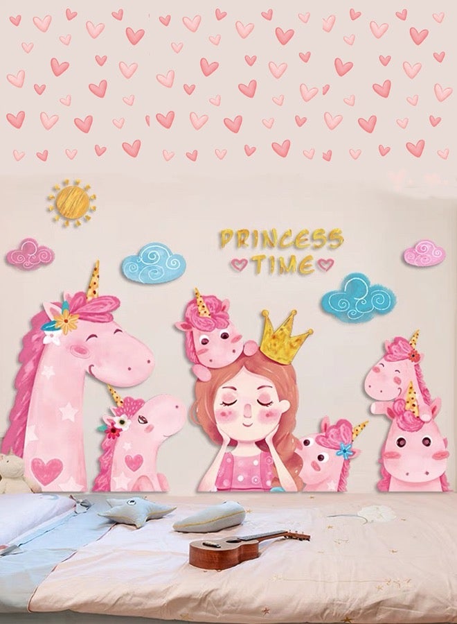 سي إس دونا 7 قطع من ورق الحائط للأميرات لتزيين غرفة الفتيات بألوان وردية - Image 1