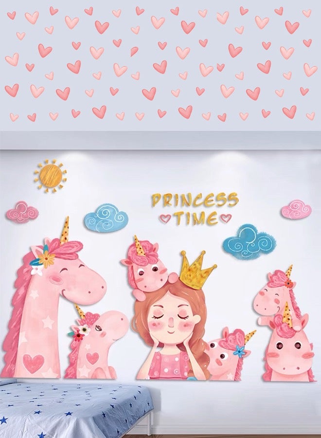 سي إس دونا 7 قطع من ورق الحائط للأميرات لتزيين غرفة الفتيات بألوان وردية - Image 2