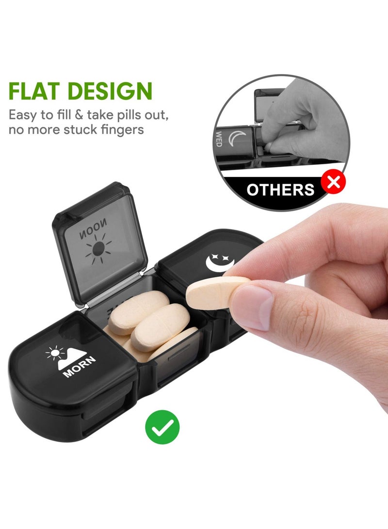 Pill Organizer 3 Times a Day, Large Weekly Pill Case 7 Day, Daily Pill Box with 21 Compartments, Pill Dispenser Supplement Holder for Pills/Vitamin/Fish Oil - Black - Image 4