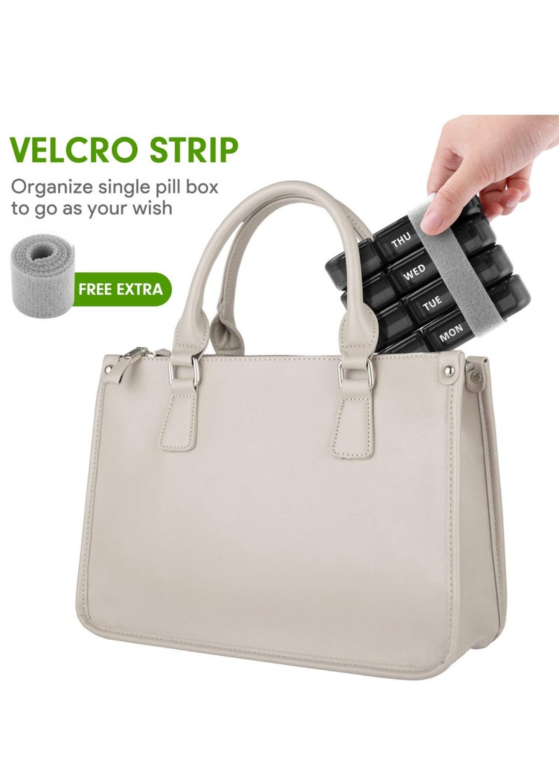 Pill Organizer 3 Times a Day, Large Weekly Pill Case 7 Day, Daily Pill Box with 21 Compartments, Pill Dispenser Supplement Holder for Pills/Vitamin/Fish Oil - Black - Image 5