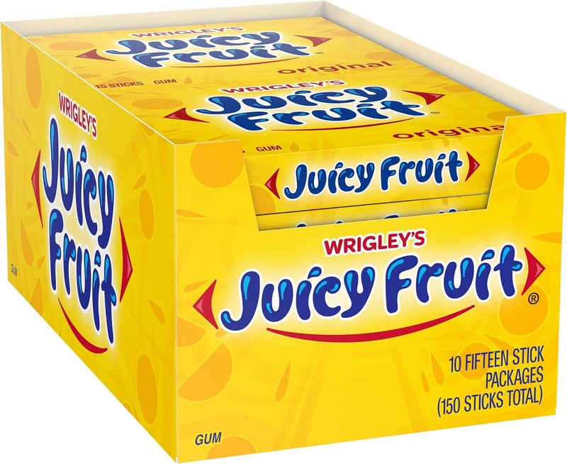 Wrigley's Juicy Fruit Chewing Gum - 150 Sticks in 10 Packs of 15 - Image 1