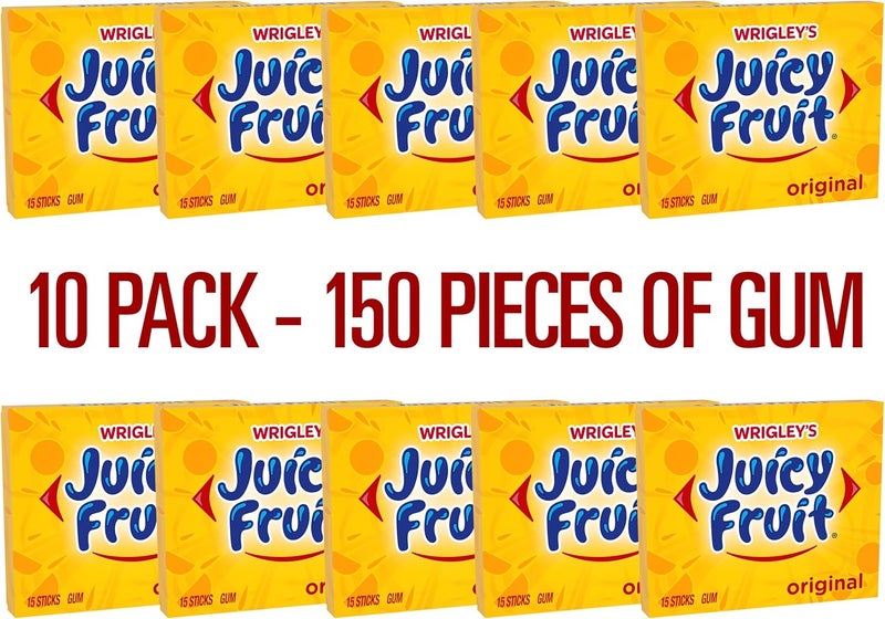 Wrigley's Juicy Fruit Chewing Gum - 150 Sticks in 10 Packs of 15 - Image 3