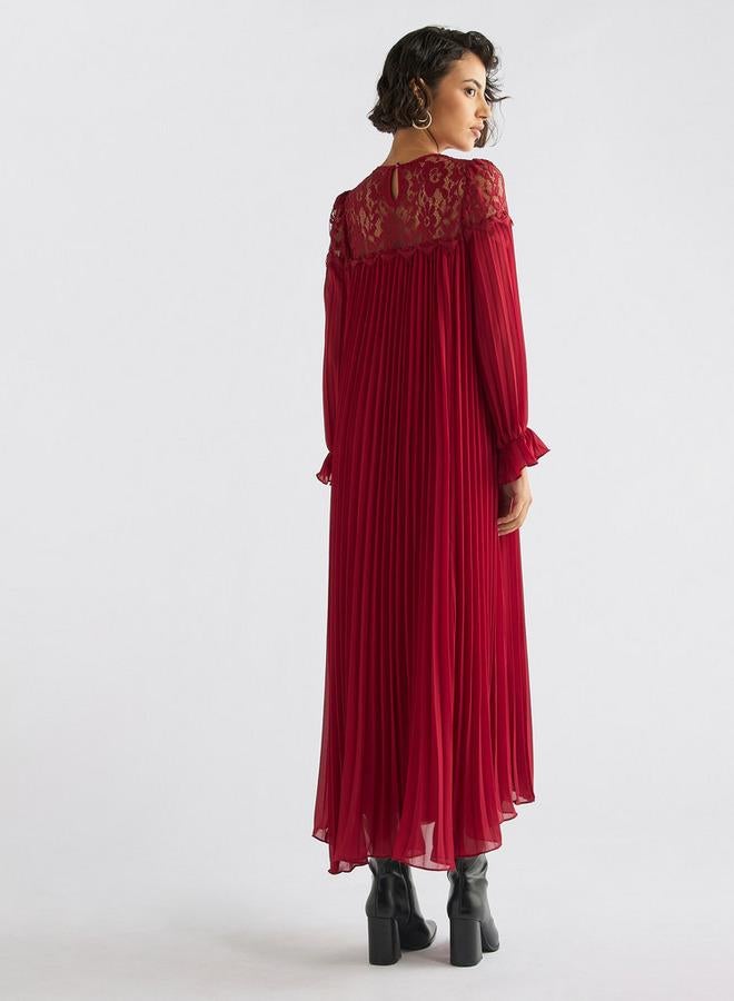 Splash FAV Pleated Lace Yoke Dress - Image 3