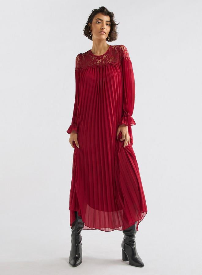 Splash FAV Pleated Lace Yoke Dress - Image 1