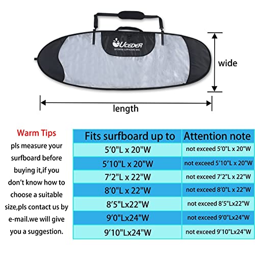 UCEDER غطاء لوح التزلج UCEDER وحقيبة تخزين لوح التزلج للسفر الخارجي، 5'0"، 5'10"، 7'2"، 8'0"، 8'5"، 9'0"، 9'10" حقيبة لوح التزلج، حماية قصوى للوح التزلج الخاص بك (5'0") - Image 2
