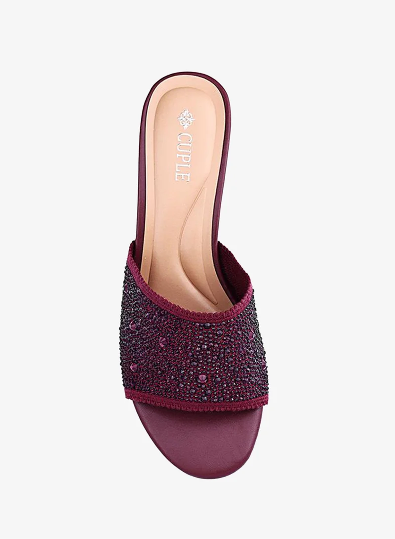 Cuple Maroon Womens classic heeled sandals for Women | Best Price UAE