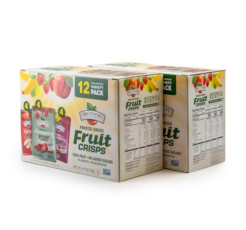 Brothers-ALL-Natural Brothers All Natural Freeze Dried Fruit Crisps Variety Pack 24 Single Serve Bags Fuji Apple Strawberry Strawberry and Banana Made with 100 Fruit Gluten Free Soy Free Vegan Healthy Snack  Packaging May Vary - Image 1